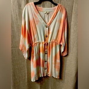 Entro Button Down Dress size Medium-Orange & White